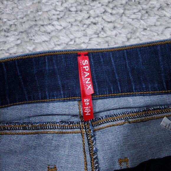 Spanx Distressed Ankle Skinny Jeans Legging Blue Medium Wash Pull On Size XS - Picture 5 of 12